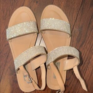Steve Madden Marisa Tan Sandals with Rhinestone Straps
